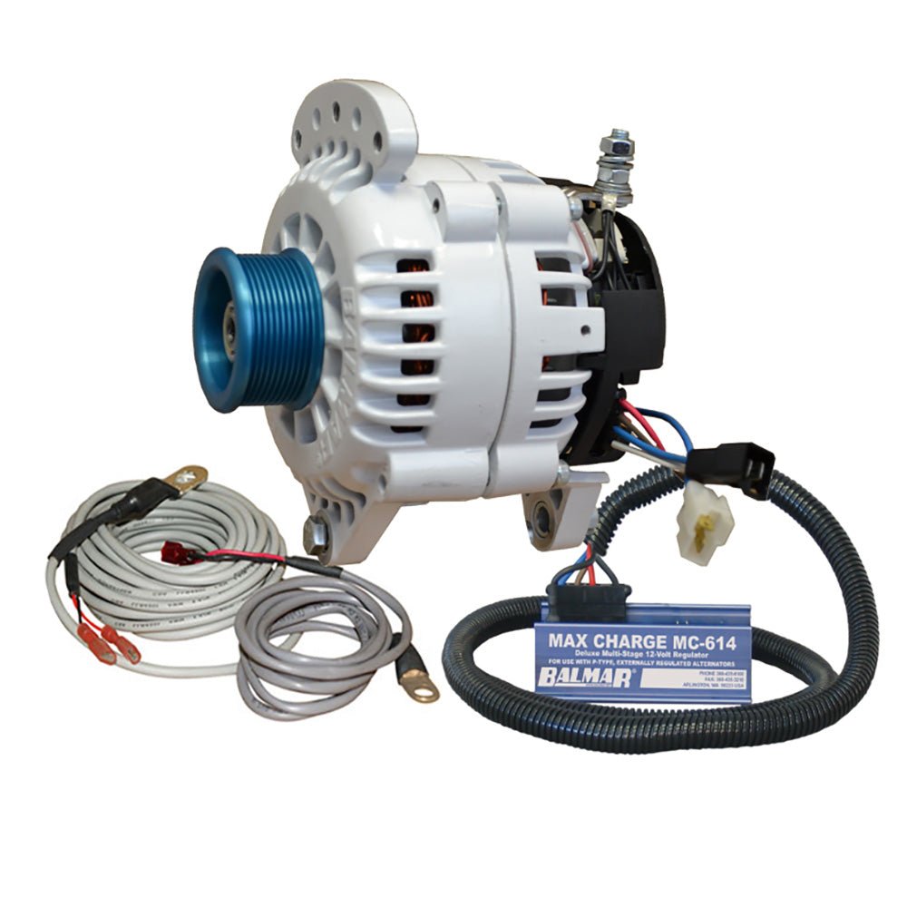 Balmar Alternator 120 AMP Kit 120V 3.15" Dual Foot Saddle J10 Pulley Regulator Temp Sensor [60-YP-MC-120-J10] - Houseboatparts.com