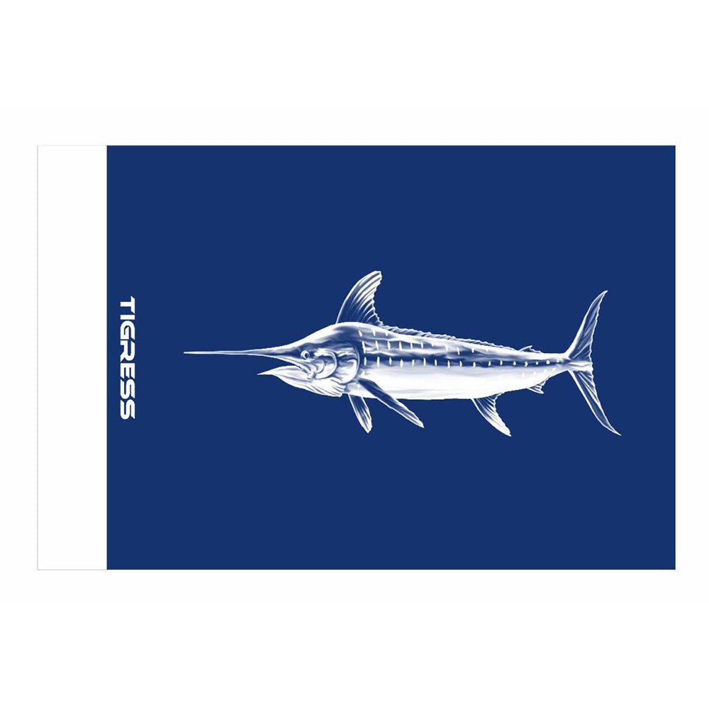 Tigress Blue Marlin Release Flag - 12" x 18" [88422] - Houseboatparts.com