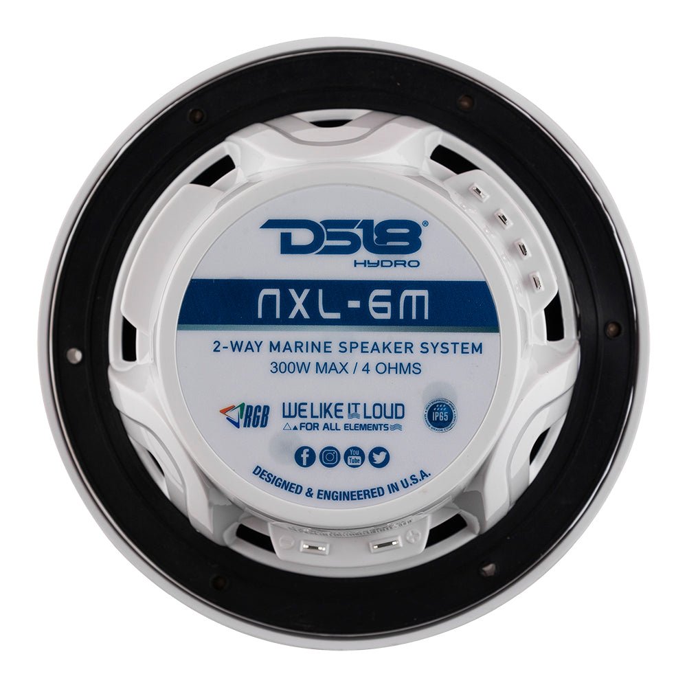 DS18 New Edition HYDRO 6.5" 2-Way Marine Speakers w/RGB LED Lighting 300W - White [NXL-6M/WH] - Houseboatparts.com