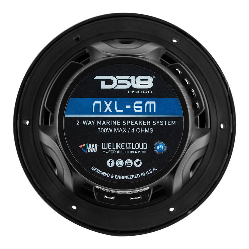 DS18 New Edition HYDRO 6.5" 2-Way Marine Speakers w/RGB LED Lighting 300W - Black [NXL-6M/BK] - Houseboatparts.com