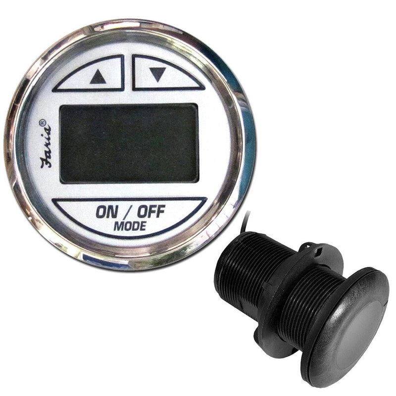 Faria Chesapeake White SS 2" Depth Sounder w/Thru-Hull Transducer [13894] - Houseboatparts.com