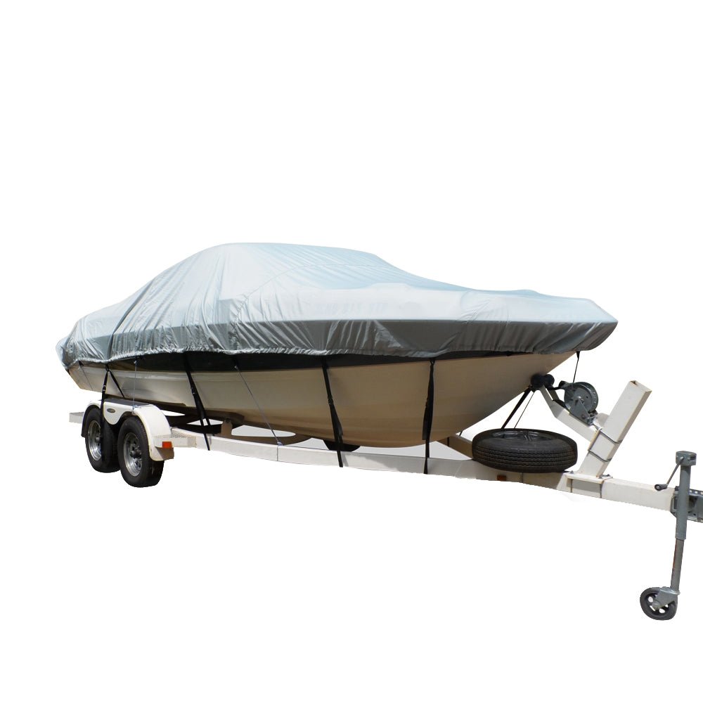 Carver Flex-Fit PRO Polyester Size 1 Boat Cover f/V-Hull Fishing Boats Jon Boats - Grey [79001] - Houseboatparts.com