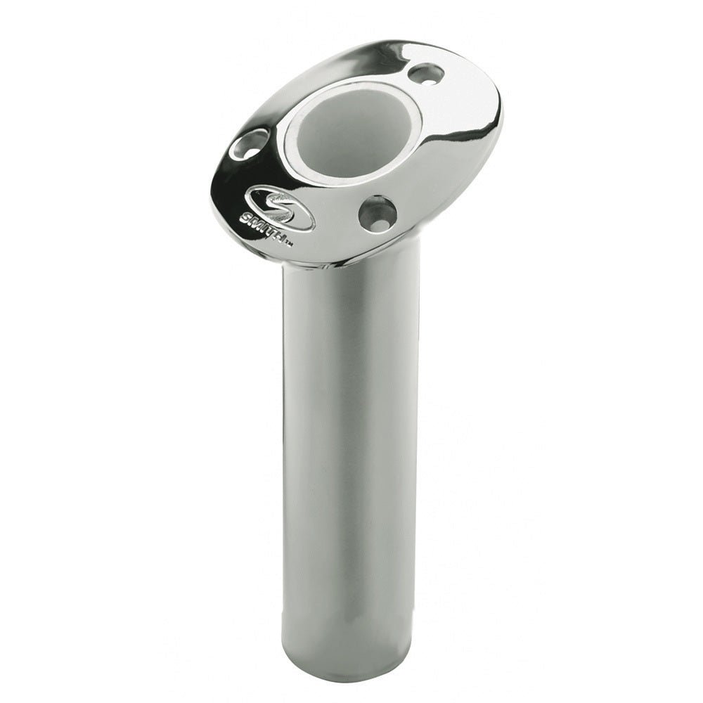 C.E. Smith Flush Mount Rod Holder - 15 Degree 9" Depth - Stainless Steel - Cast Gimbal - White Vinyl Liner [53671CA] - Houseboatparts.com