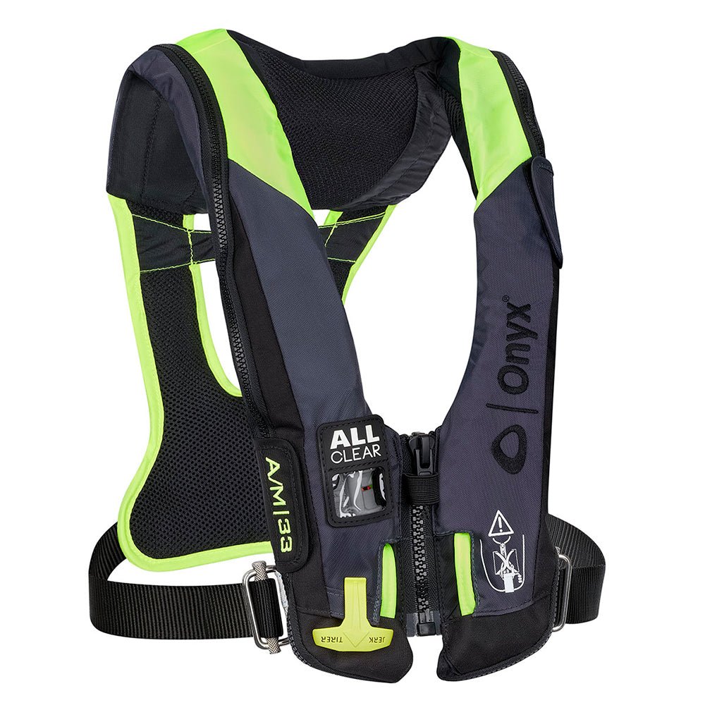 Onyx Impulse A/M 33 All Clear w/Harness Auto/Manual Inflatable Life Jacket - Grey [134300-701-004-21] - Houseboatparts.com