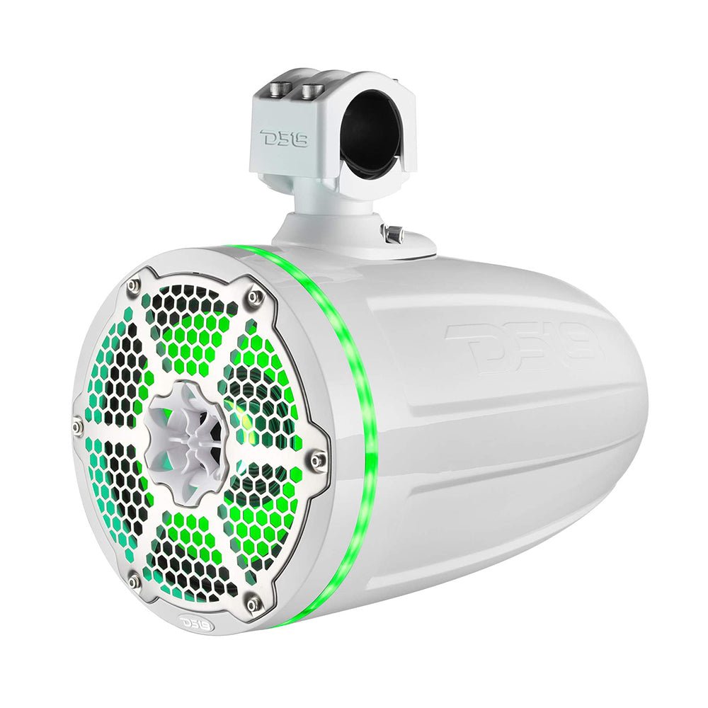 DS18 Hydro 8" Neodymium Marine Towers with Built-in Passive Radiator, 1" Driver RGB LED Light - 550 Watts (Pair) - White [NXL-X8TPNEO/WH] - Houseboatparts.com
