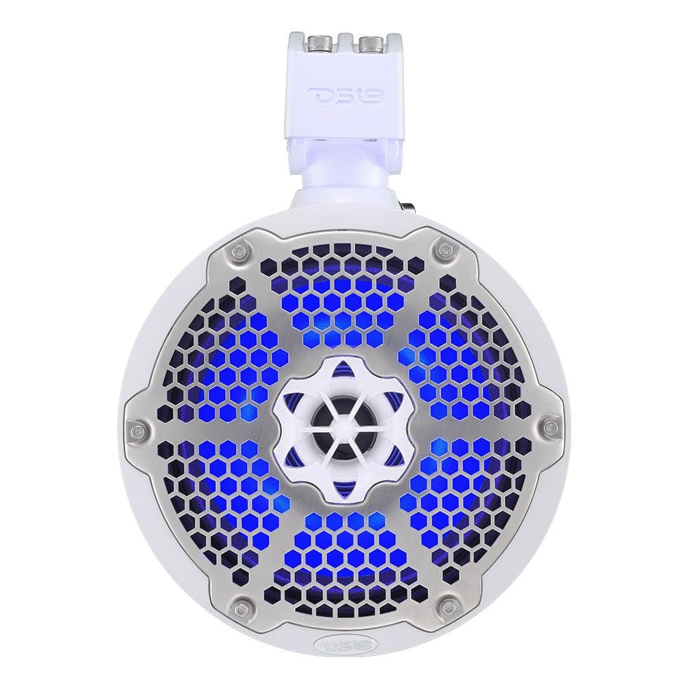 DS18 Hydro 8" Neodymium Marine Towers with Built-in Passive Radiator, 1" Driver RGB LED Light - 550 Watts (Pair) - White [NXL-X8TPNEO/WH] - Houseboatparts.com