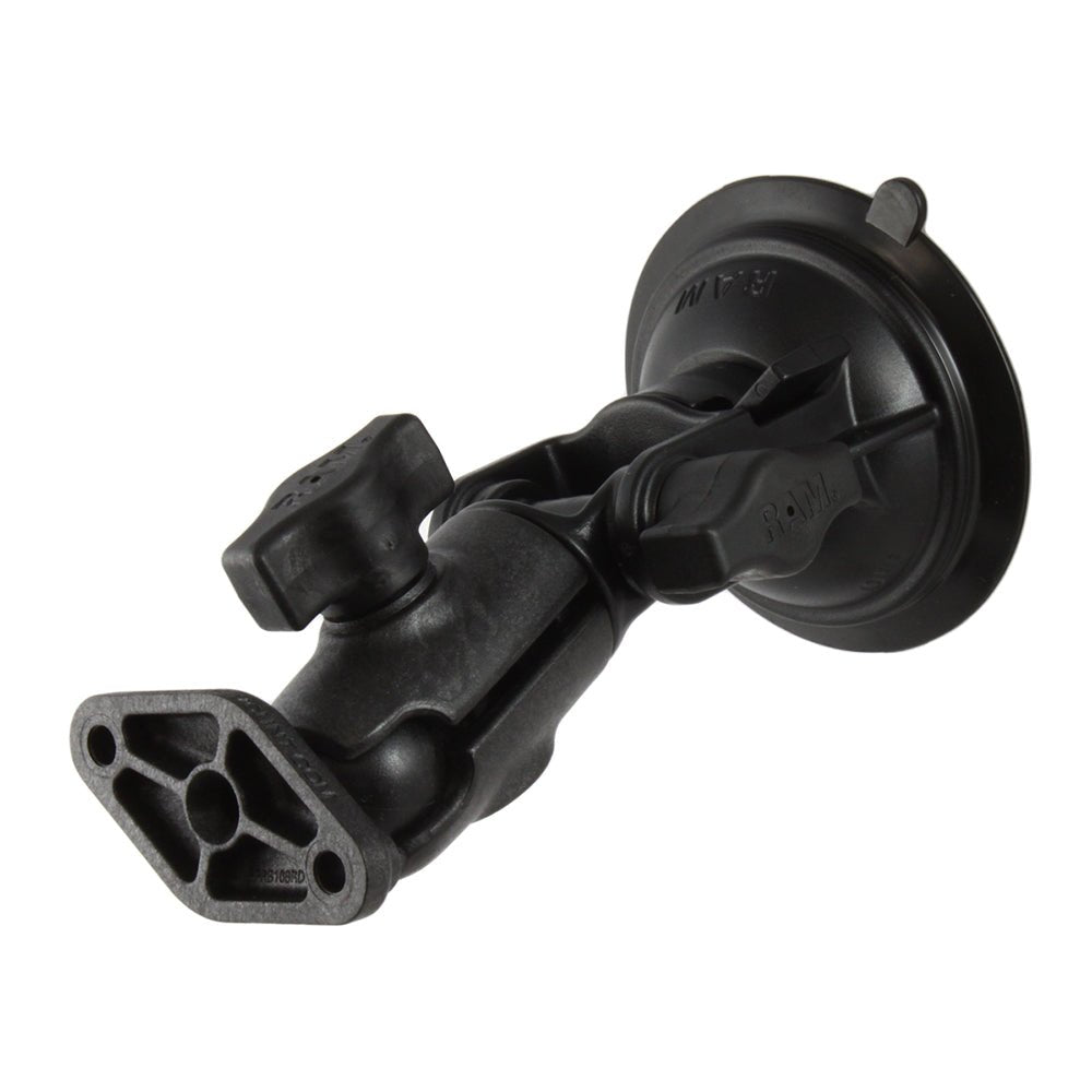 RAM Mount RAM Twist-Lock Composite Suction Cup Ratchet Mount w/Diamond Plate [RAP-B-104-224U] - Houseboatparts.com
