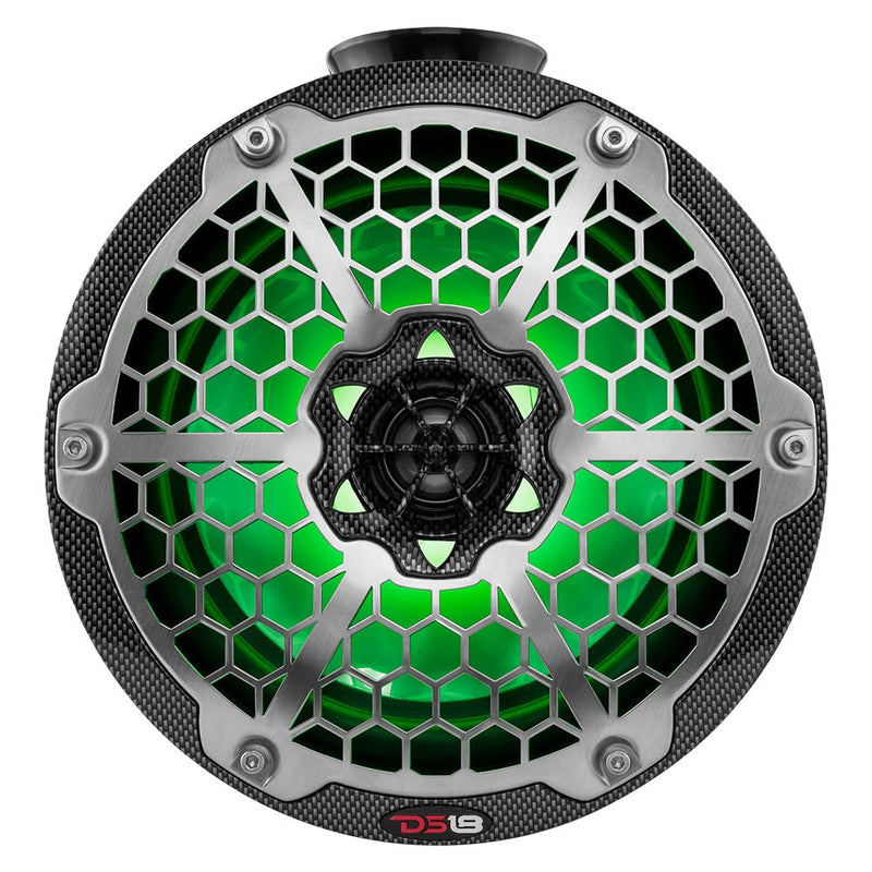 DS18 HYDRO 8" Compact Wakeboard Pod Tower w/RGB Light - 375W - Black Carbon Fiber [CF-PS8] - Houseboatparts.com
