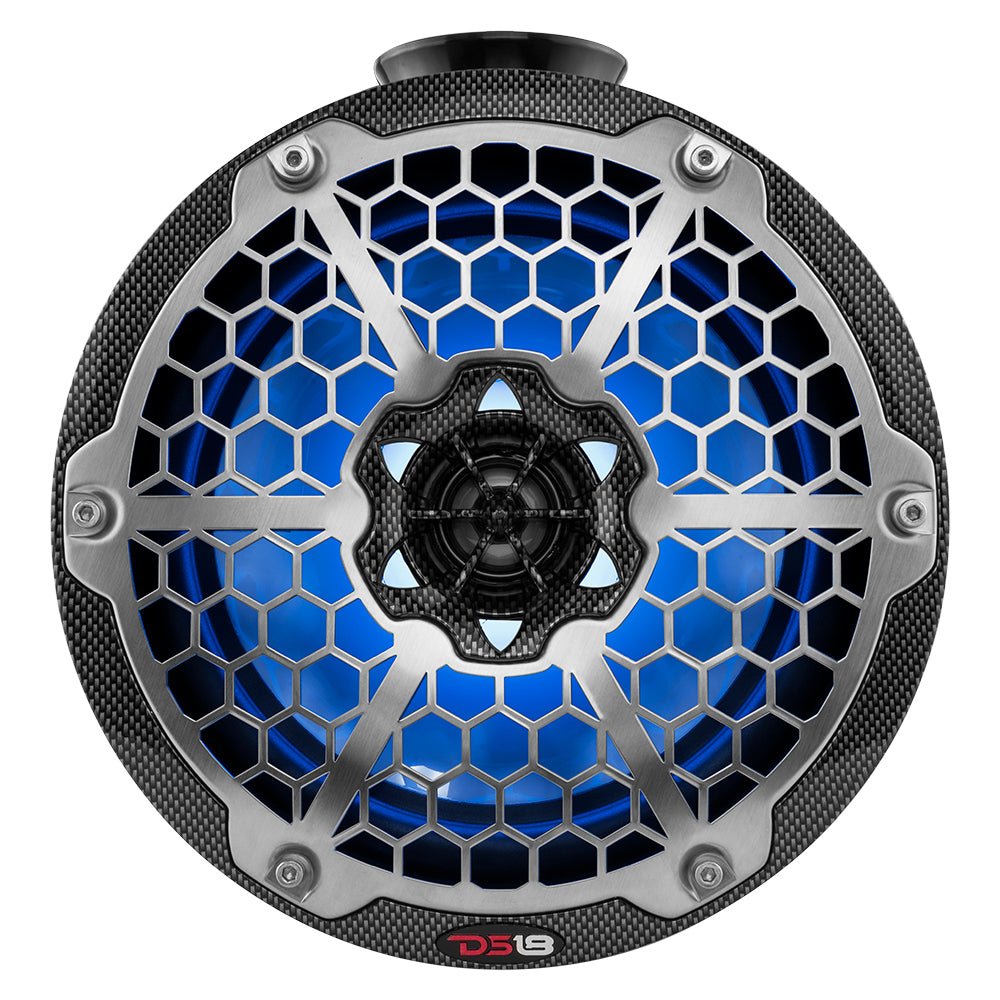 DS18 HYDRO 8" Compact Wakeboard Pod Tower w/RGB Light - 375W - Black Carbon Fiber [CF-PS8] - Houseboatparts.com