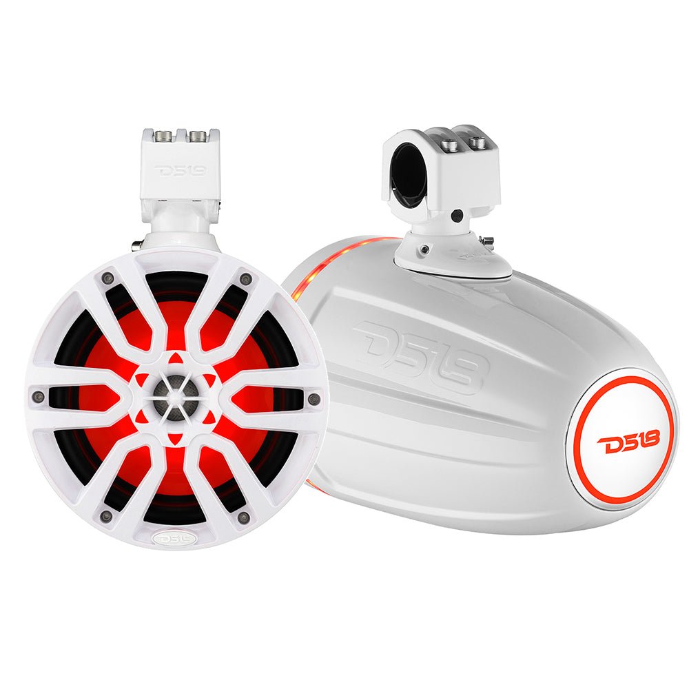 DS18 X Series HYDRO 8" Wakeboard Pod Tower Speaker w/RGB LED Light - 375W - White [NXL-X8TP/WH] - Houseboatparts.com