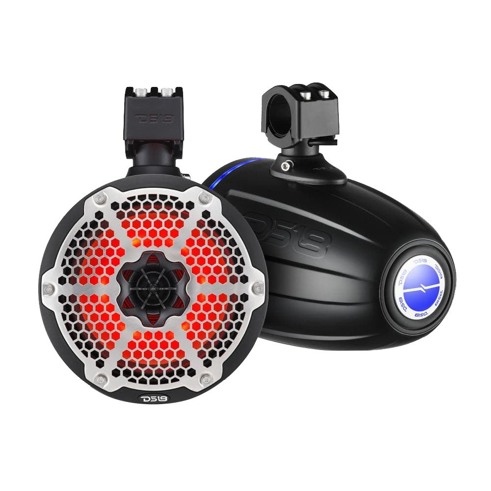 DS18 8" Neodymium Marine Towers w/Built-in Passive Radiator, 1" Driver RGB LED Light - Black [NXL-X8TPNEO/BK] - Houseboatparts.com