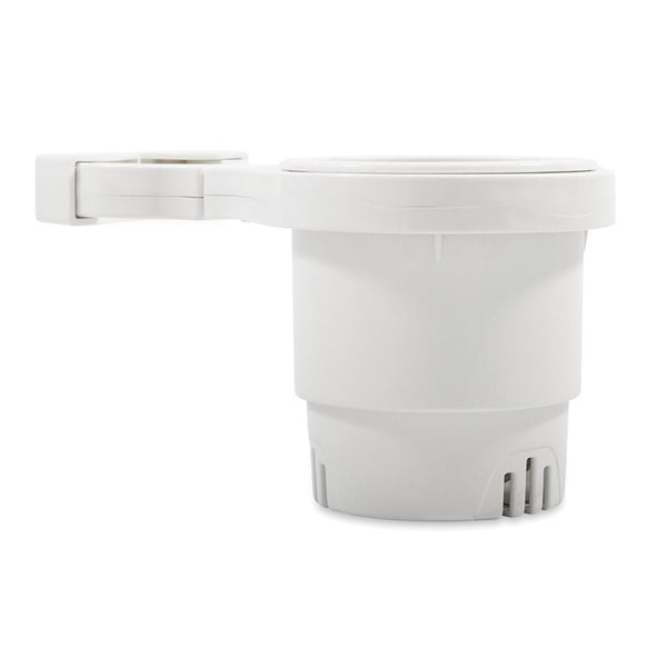 Camco Clamp-On Rail Mounted Cup Holder - Large for Up to 2" Rail - White [53083] - Houseboatparts.com