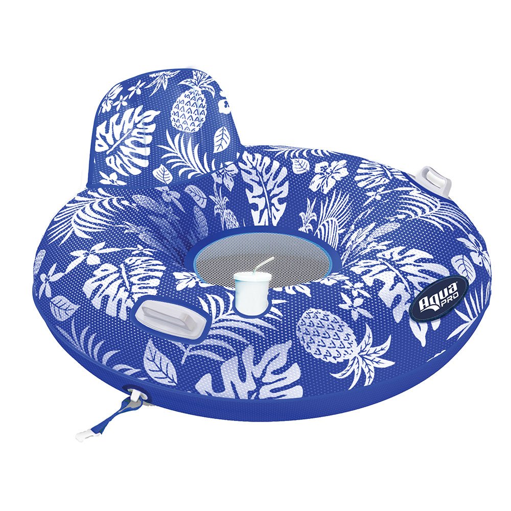 Aqua Leisure Supreme Lake Tube Hibiscus Pineapple Royal Blue w/Docking Attachment [APL20458] - Houseboatparts.com