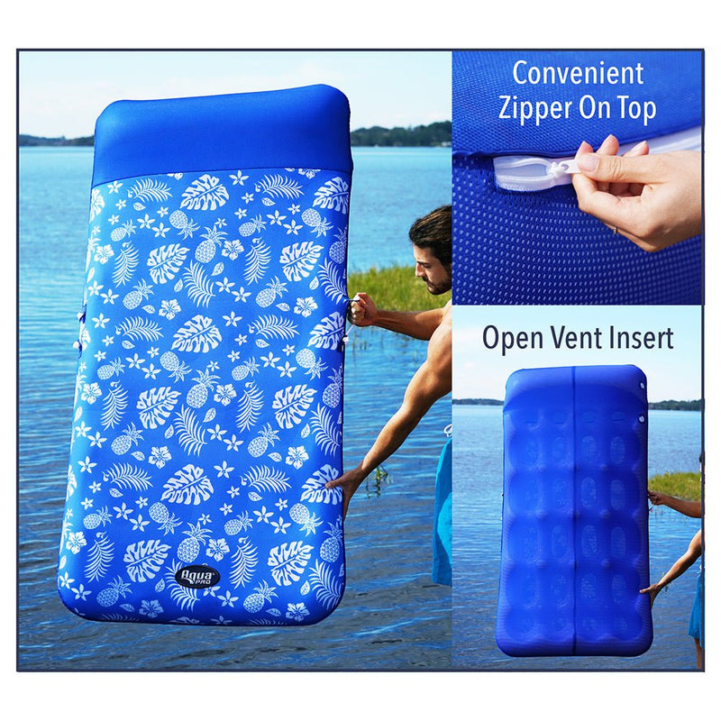 Aqua Leisure Supreme Oversized Controued Lounge Hibiscus Pineapple Royal Blue w/Docking Attachment [APL19977] - Houseboatparts.com