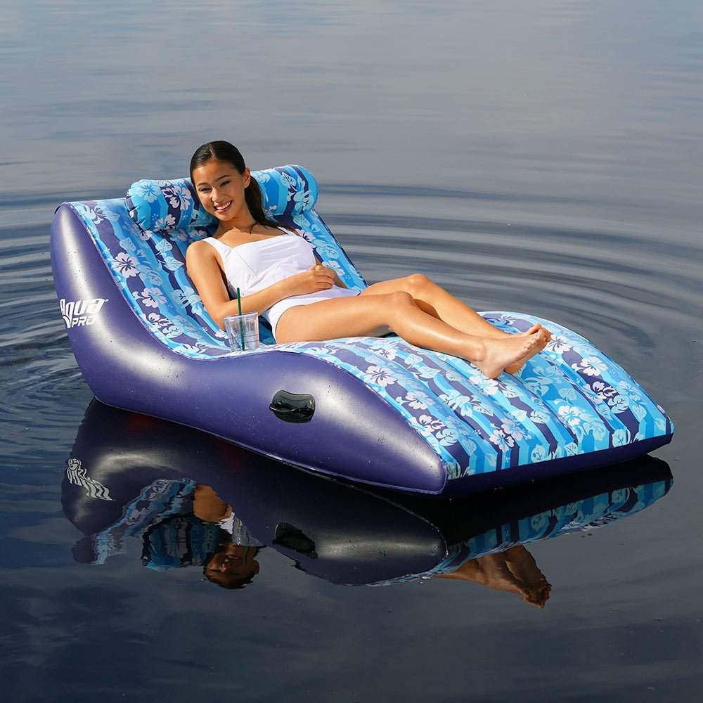 Aqua Leisure Ultra Cushioned Comfort Lounge Hawaiian Wave Print w/Adjustable Pillow [APL17014S2] - Houseboatparts.com