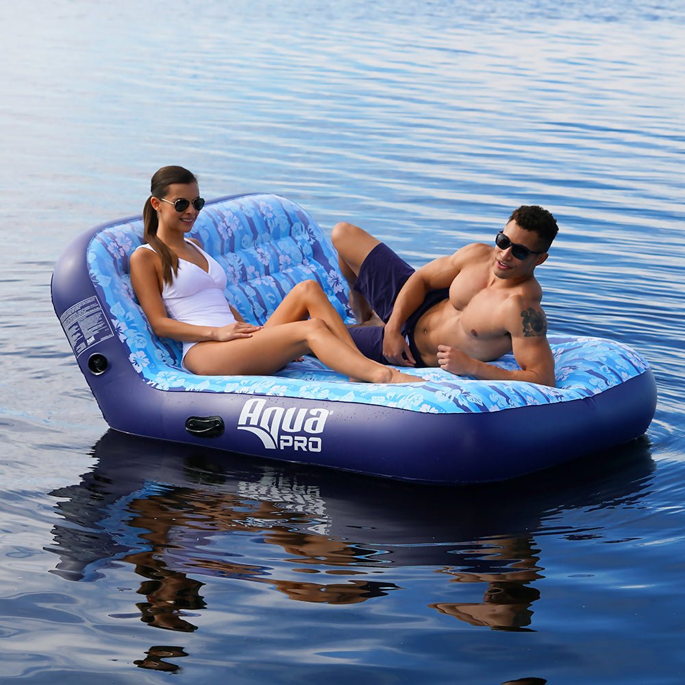 Aqua Leisure Ultra Cushioned Comfort Lounge Hawaiian Wave Print - 2-Person [APL17011S2] - Houseboatparts.com