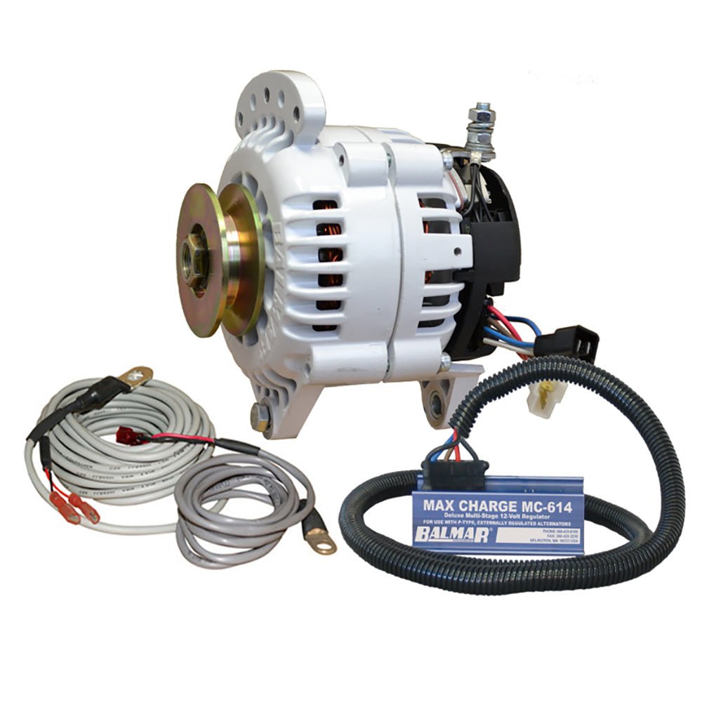 Balmar Alternator 100 AMP Kit 12V 3.15" Dual Foot Saddle Single Vee Pulley Regulator Temp Sensor [60-YP-MC-100-SV] - Houseboatparts.com