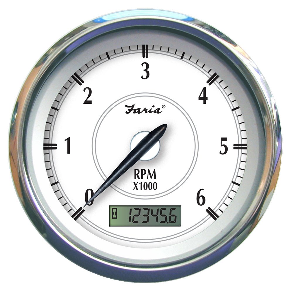 Faria Newport SS 4" Tachometer w/Hourmeter f/Gas Inboard - 6000 RPM [45004] - Houseboatparts.com