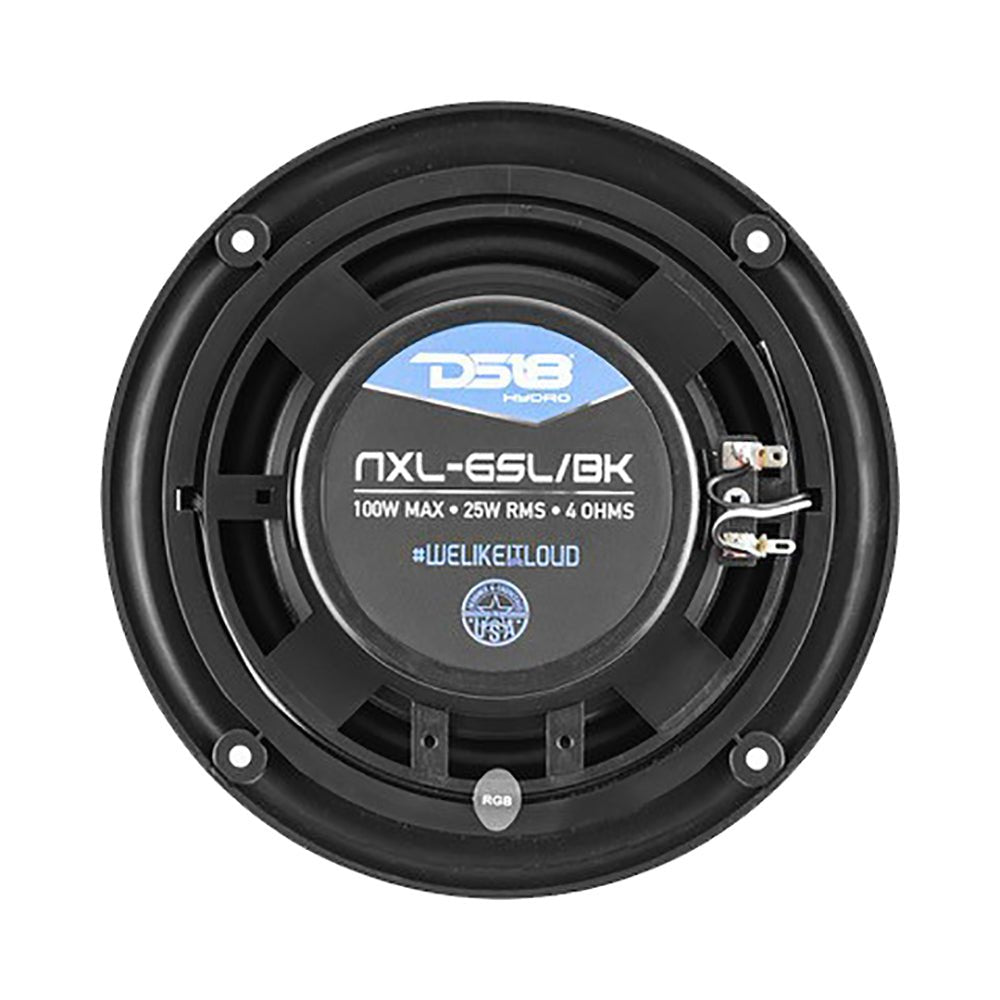 DS18 HYDRO 6.5" 2-Way Marine Slim Speakers w/RGB LED Lighting 100W - Black [NXL-6SL/BK] - Houseboatparts.com