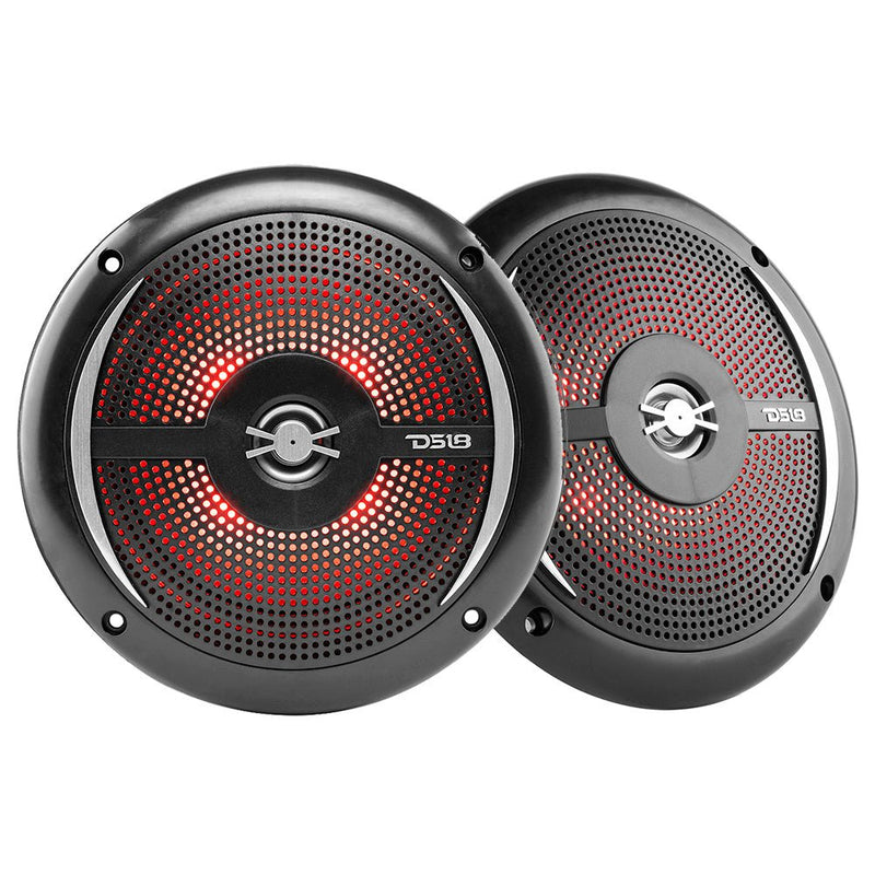 DS18 HYDRO 6.5" 2-Way Marine Slim Speakers w/RGB LED Lighting 100W - Black [NXL-6SL/BK] - Houseboatparts.com