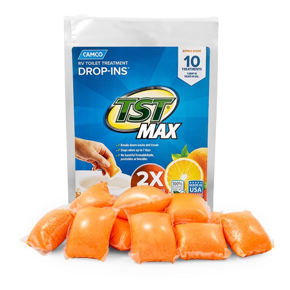 Camco TST MAX Orange RV Toilet Treatment Drop-Ins *10-Pack [41178] - Houseboatparts.com