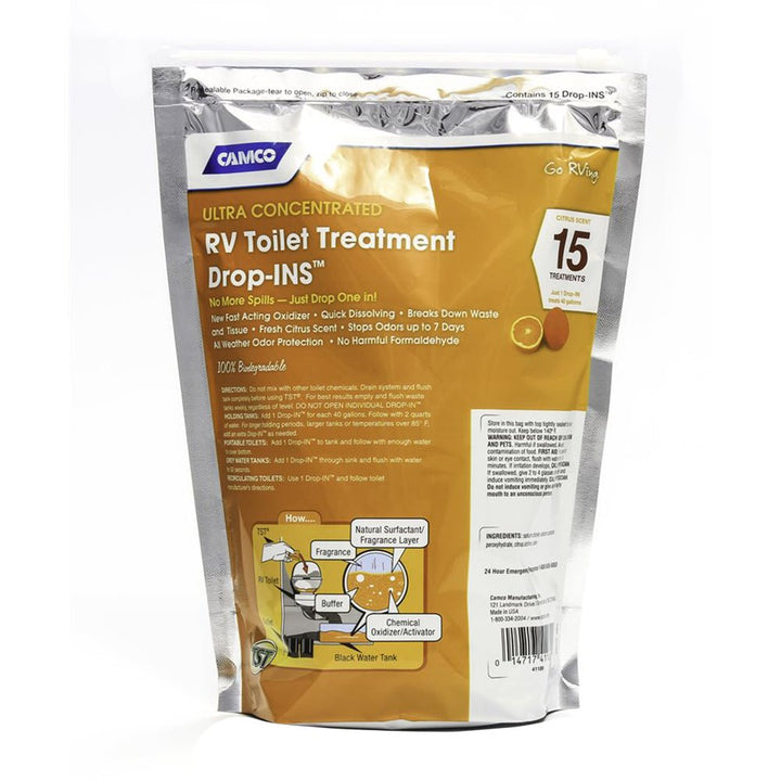 Camco TST Orange RV Toilet Treatment Drop-Ins *15-Pack [41189] - Houseboatparts.com