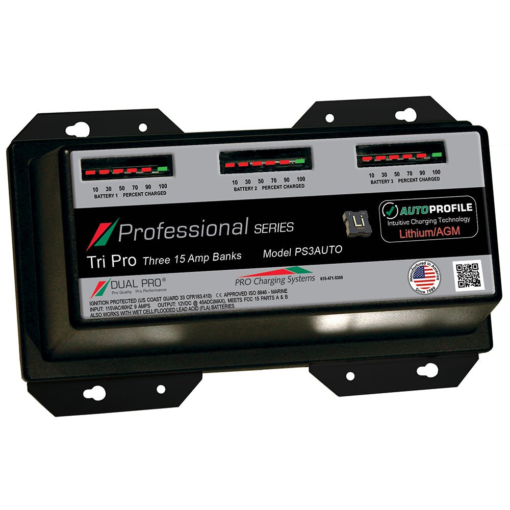 Dual Pro PS3 Auto 15A - 3-Bank Lithium/AGM Battery Charger [PS3AUTO] - Houseboatparts.com