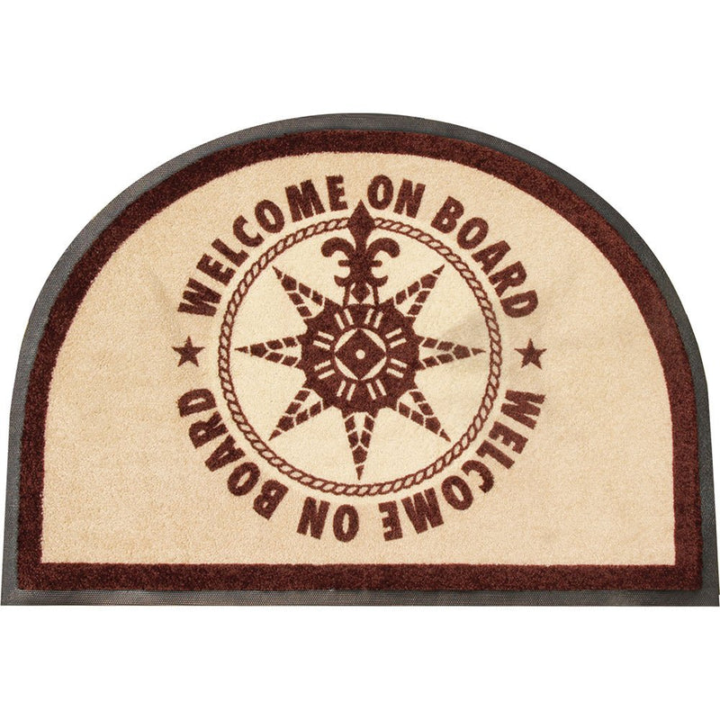 Marine Business Non-Slip WELCOME ON BOARD Half-Moon-Shaped Mat - Brown [41218] - Houseboatparts.com