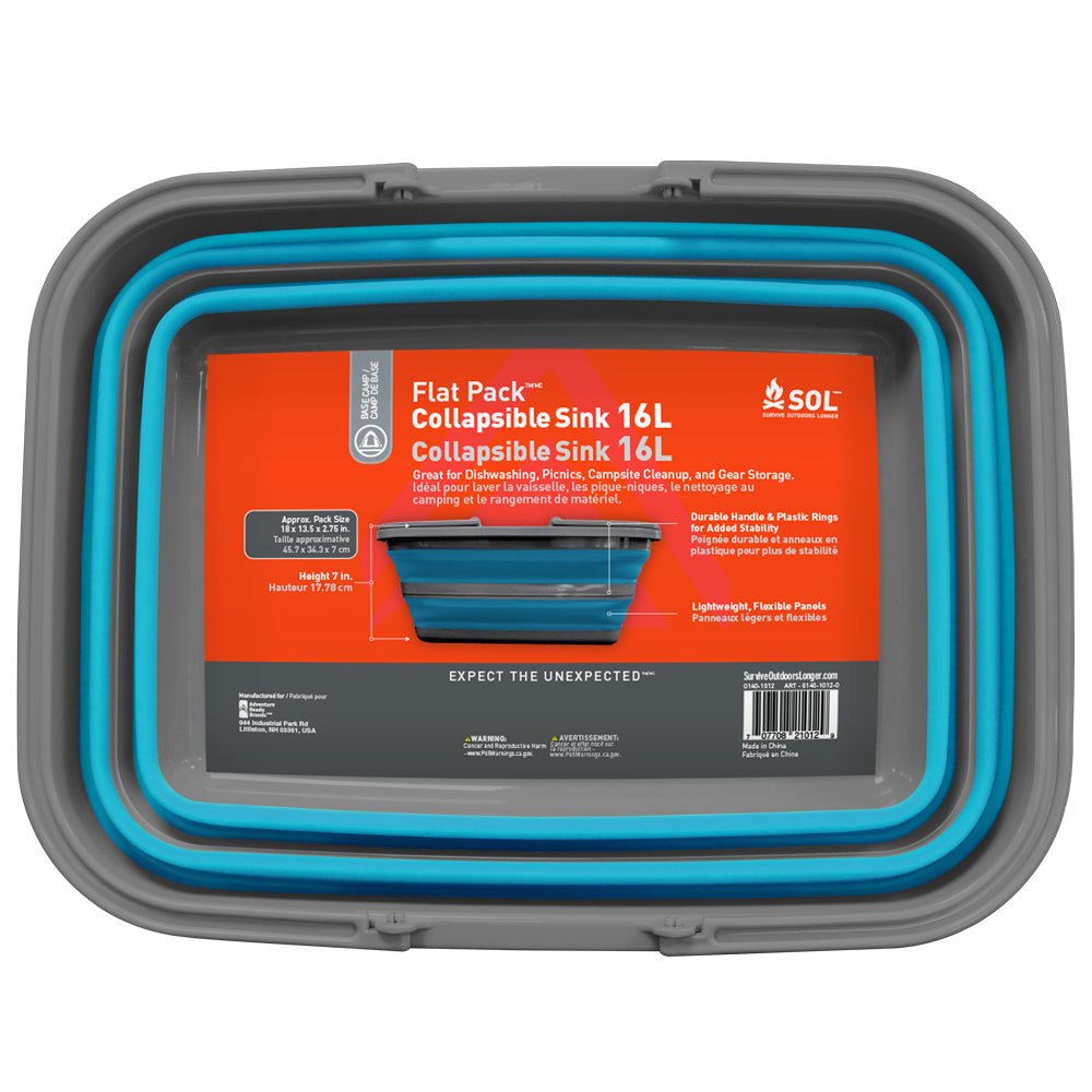 S.O.L. Survive Outdoors Longer Flat Pack Sink - 16L [0140 - 1012] - Houseboatparts.com