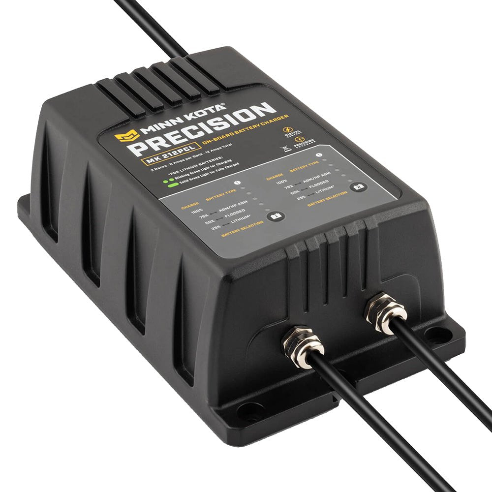 Minn Kota On-Board Precision Charger MK-212 PCL 2 Bank x 6 AMP LI Optimized Charger [1832121] - Houseboatparts.com