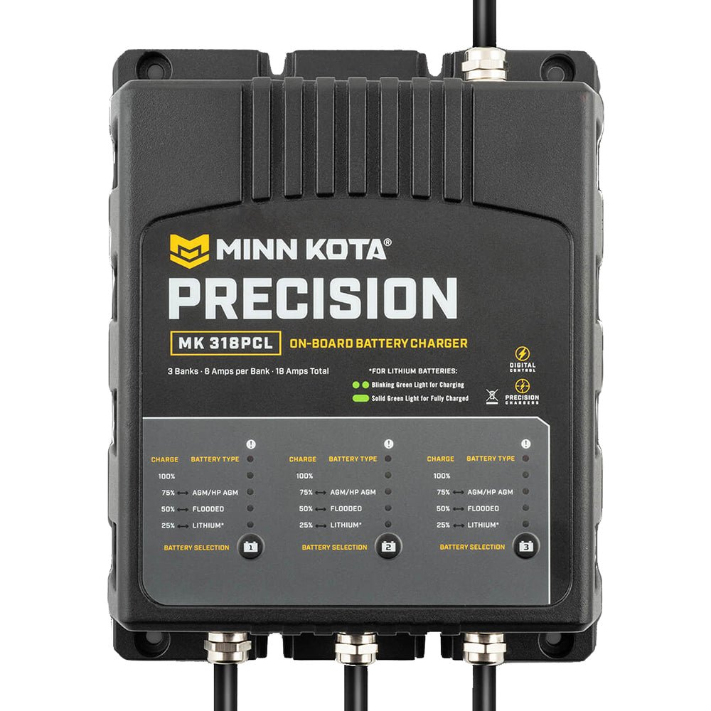 Minn Kota On-Board Precision Charger MK-318 PCL 3 Bank x 6 AMP LI Optimized Charger [1833181] - Houseboatparts.com