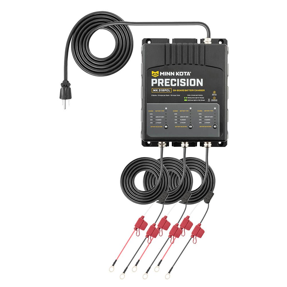 Minn Kota On-Board Precision Charger MK-318 PCL 3 Bank x 6 AMP LI Optimized Charger [1833181] - Houseboatparts.com