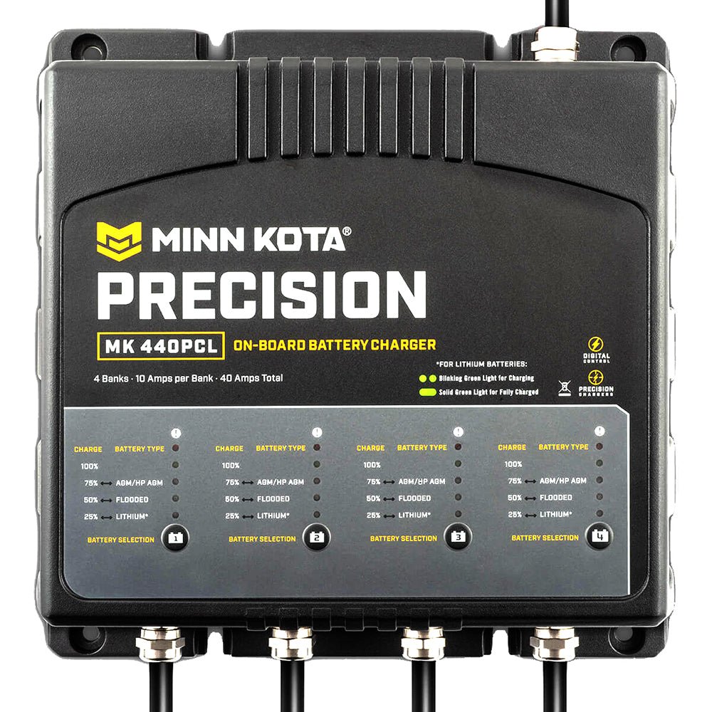 Minn Kota On-Board Precision Charger MK-440 PCL 4 Bank x 10 AMP LI Optimized Charger [1834401] - Houseboatparts.com