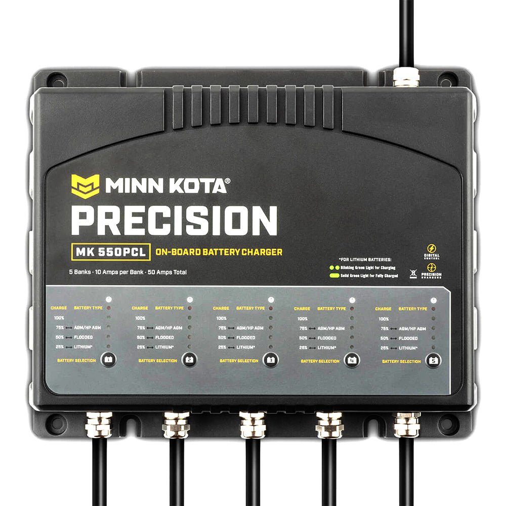 Minn Kota On-Board Precision Charger MK-550 PCL 5 Bank x 10 AMP LI Optimized Charger [1835500] - Houseboatparts.com