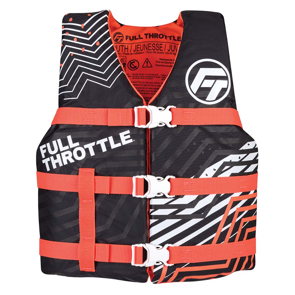 Full Throttle Youth Nylon Life Jacket - Pink/Black [112200-105-002-22] - Houseboatparts.com