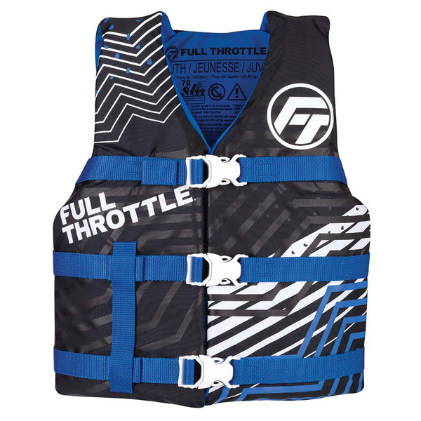 Full Throttle Youth Nylon Life Jacket - Blue/Black [112200-500-002-22] - Houseboatparts.com