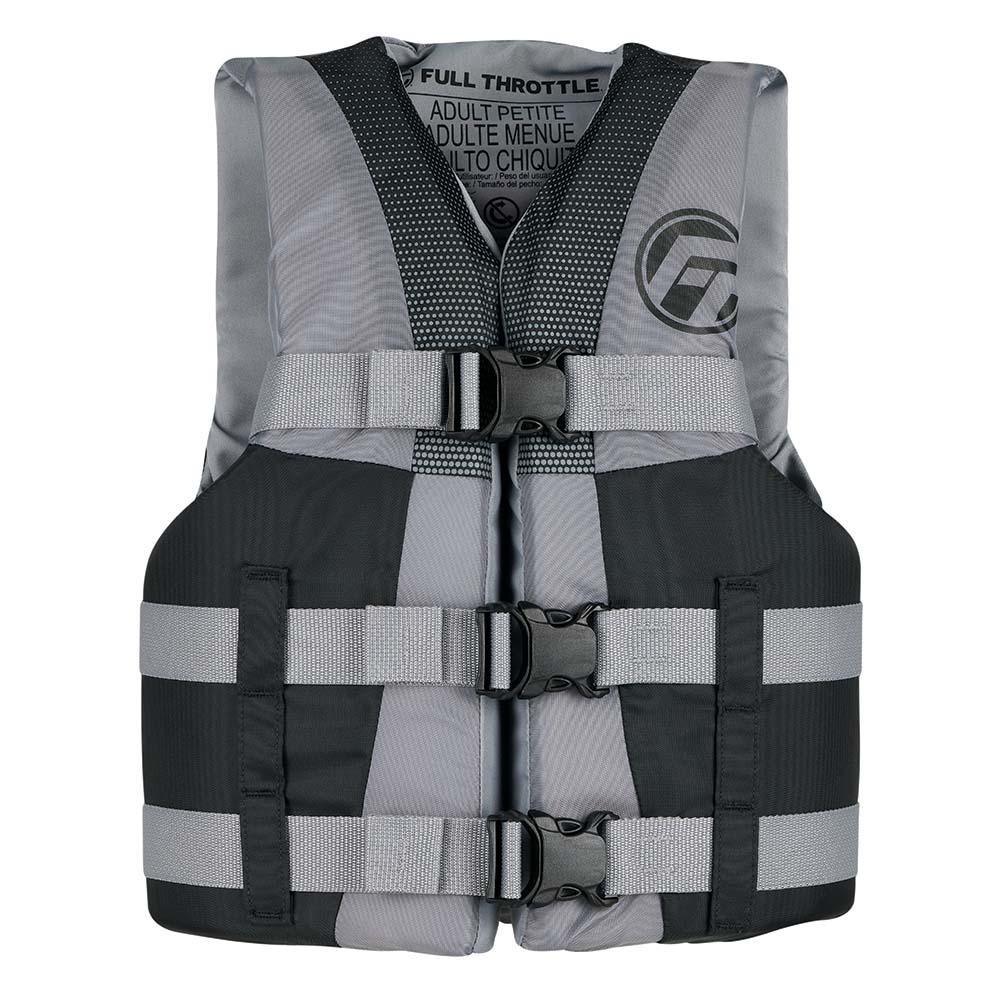 Full Throttle Teen Nylon Life Jacket - Grey/Black [112200-701-010-22] - Houseboatparts.com