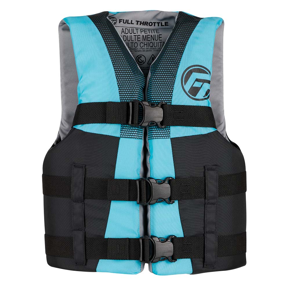 Full Throttle Teen Nylon Life Jacket - Aqua/Black [112200-505-010-22] - Houseboatparts.com