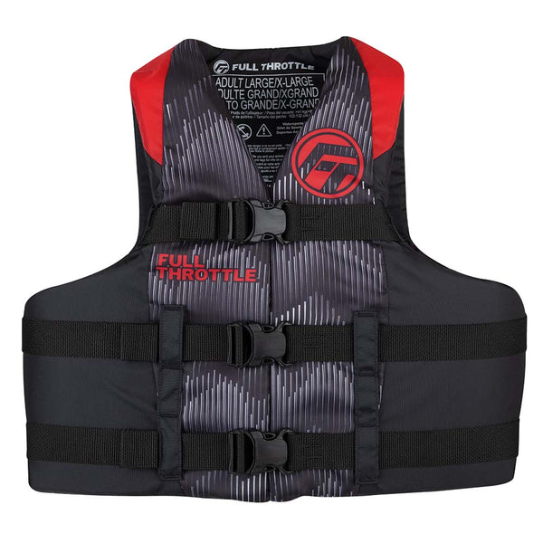 Full Throttle Adult Nylon Life Jacket - L/XL - Red/Black [112200-100-050-22] - Houseboatparts.com