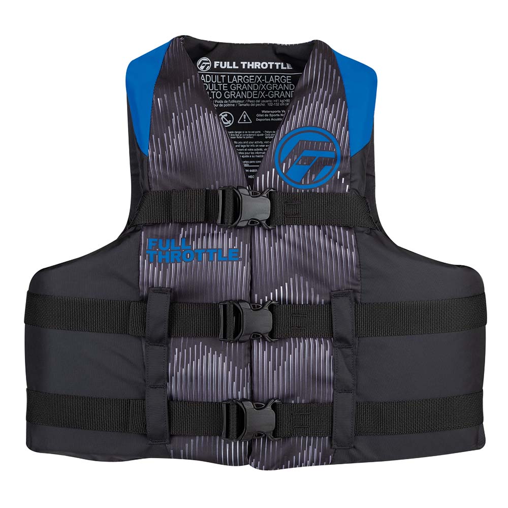 Full Throttle Adult Nylon Life Jacket - L/XL - Blue/Black [112200-500-050-22] - Houseboatparts.com