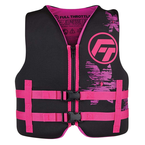 Full Throttle Youth Rapid-Dry Life Jacket - Pink/Black [142100-105-002-22] - Houseboatparts.com