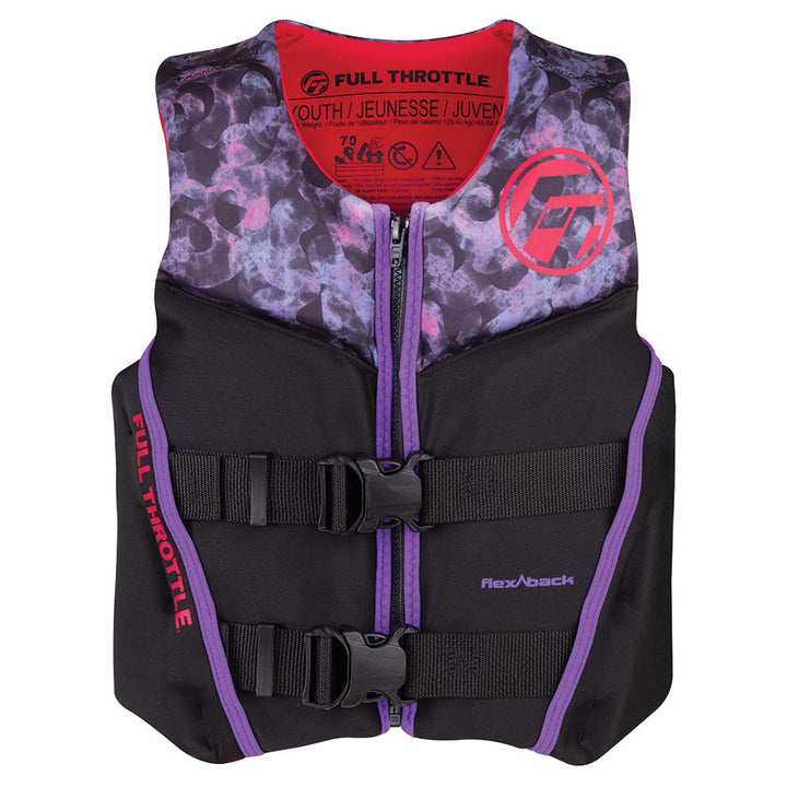 Full Throttle Youth Rapid-Dry Flex-Back Life Jacket - Pink/Black [142500-105-002-22] - Houseboatparts.com