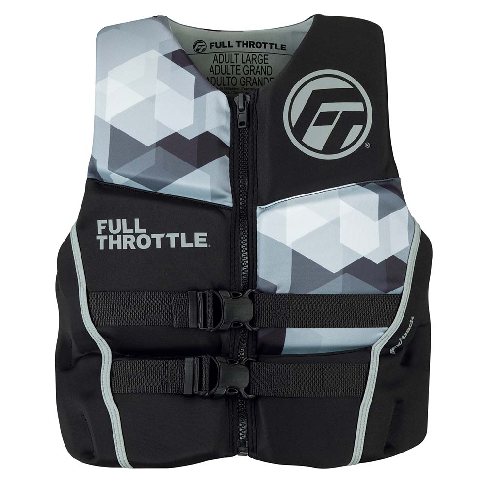 Full Throttle Mens Rapid-Dry Flex-Back Life Jacket - XL - Black/Grey [142500-701-050-22] - Houseboatparts.com