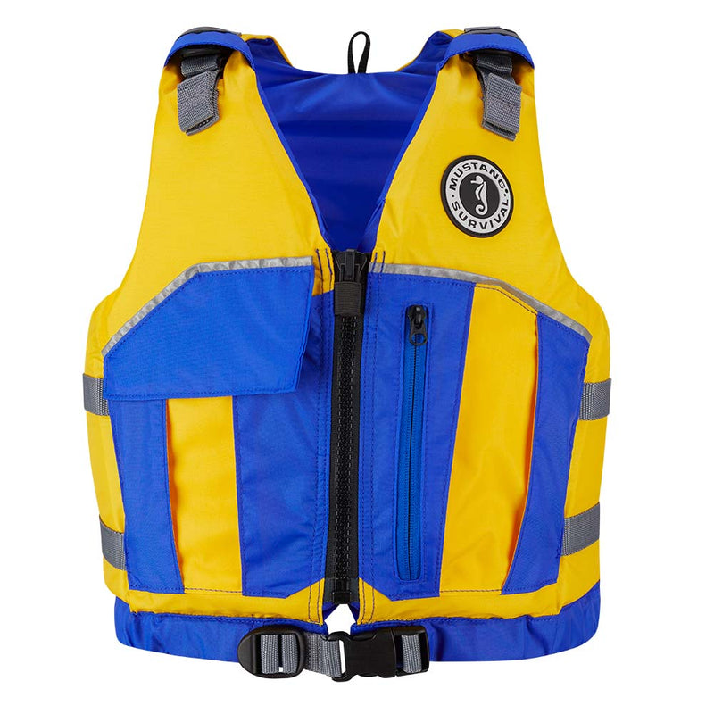 Mustang Youth Reflex Foam Vest - Yellow/Royal Blue [MV7030-220-0-216] - Houseboatparts.com