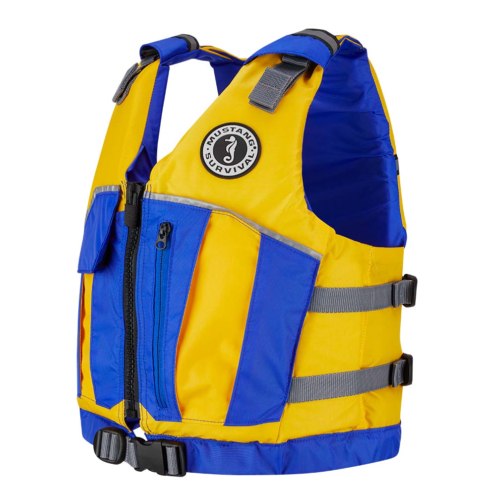 Mustang Youth Reflex Foam Vest - Yellow/Royal Blue [MV7030-220-0-216] - Houseboatparts.com