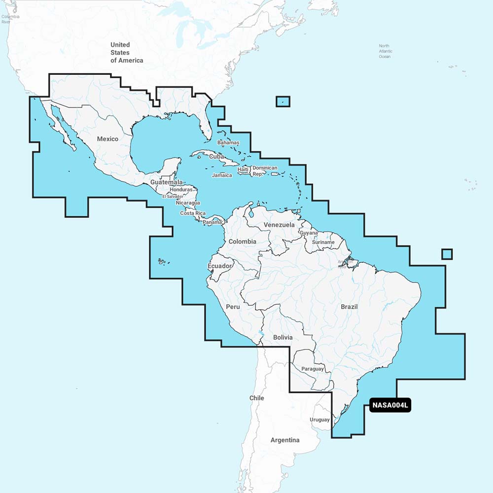 Navionics NASA004L - Mexico, Caribbean to Brazil - Navionics+ [010-C1364-30] - Houseboatparts.com