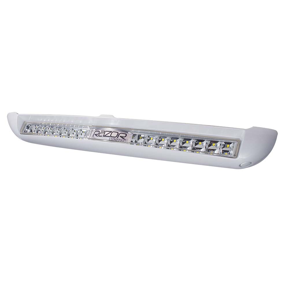 Lumitec Razor Light Bar - Flood - White Housing w/Inverted Logo Flush Mount [101590] - Houseboatparts.com