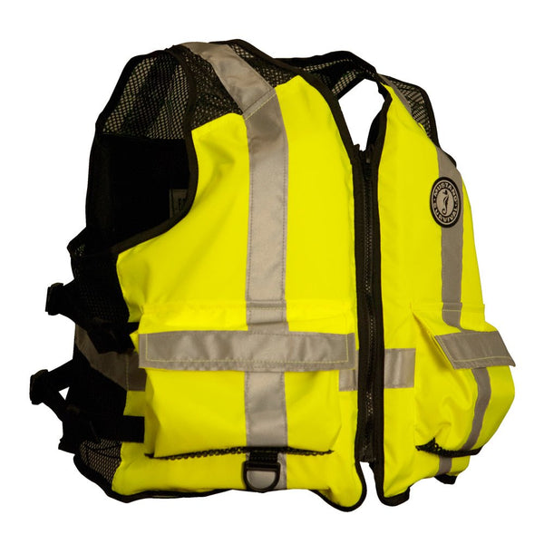 Mustang High Visibility Industrial Mesh Vest - Fluorescent Yellow/Green/Black - Small/Medium [MV1254T3-239-S/M-216] - Houseboatparts.com