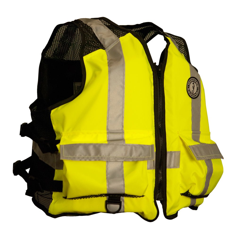 Mustang High Visibility Industrial Mesh Vest - Fluorescent Yellow/Green/Black - XL/Large [MV1254T3-239-L/XL-216] - Houseboatparts.com