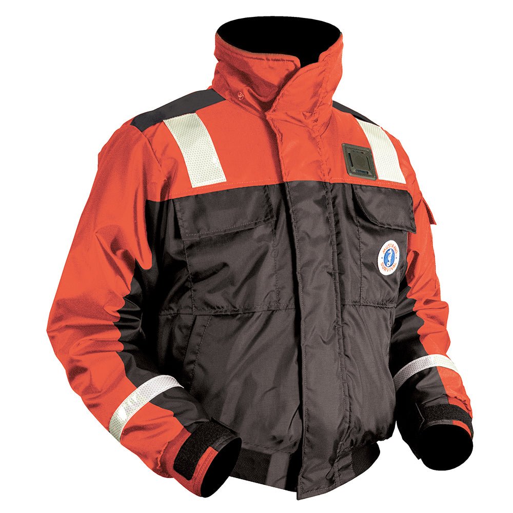 Mustang Classic Flotation Bomber Jacket w/Reflective Tape - Orange/Black - Large [MJ6214T1-33-L-206] - Houseboatparts.com